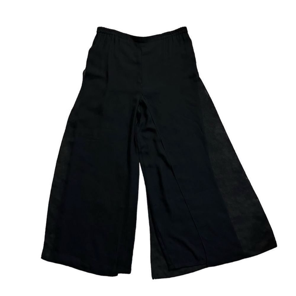 Adrianna Papell Evening Essentials Palazzo Black Sheer Overlay Pants Sz 8 - Picture 3 of 8